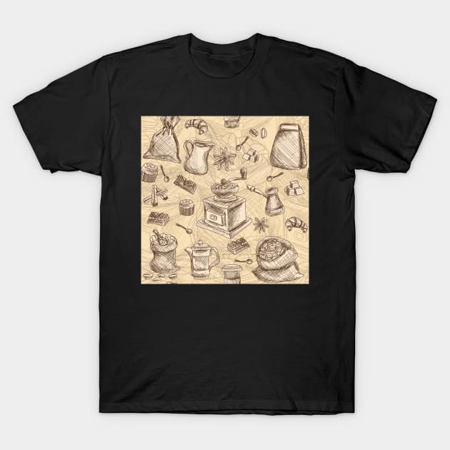 coffee pattern T-Shirt by lisenok